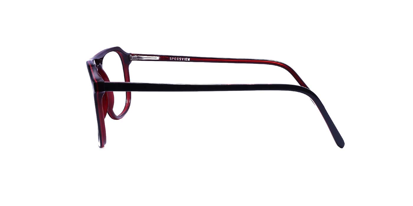 Black Red Trapezium Full Frame Eyeglasses For Men - Specsview