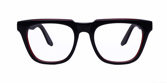 Black Red Square Full Frame Eyeglasses For Men & Women - Specsview