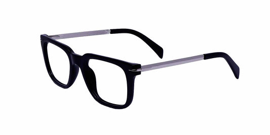 Black Silver Rectangle Full Frame Eyeglasses For Men & Women - Specsview
