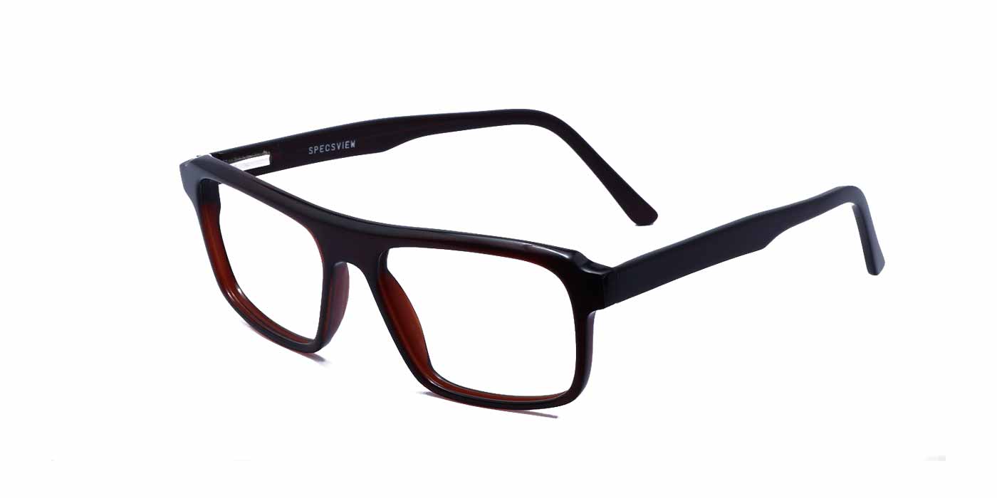 Brown Rectangle Full Frame Eyeglasses For Men & Women C12