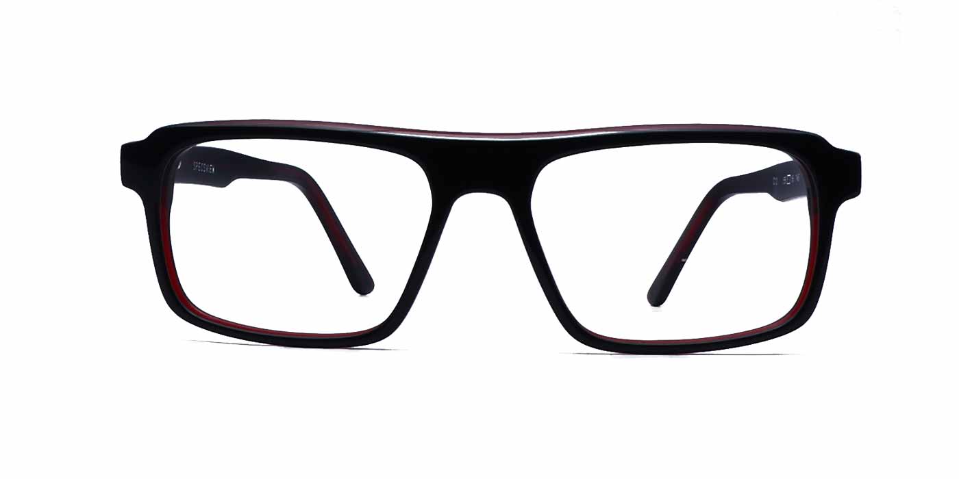 Red Rectangle Full Frame Eyeglasses For Men & Women C12