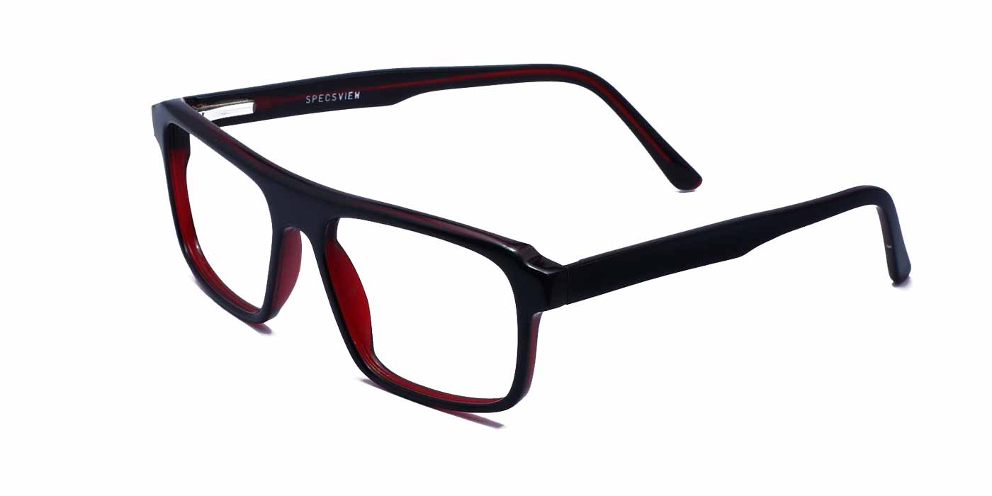 Red Rectangle Full Frame Eyeglasses For Men & Women C12