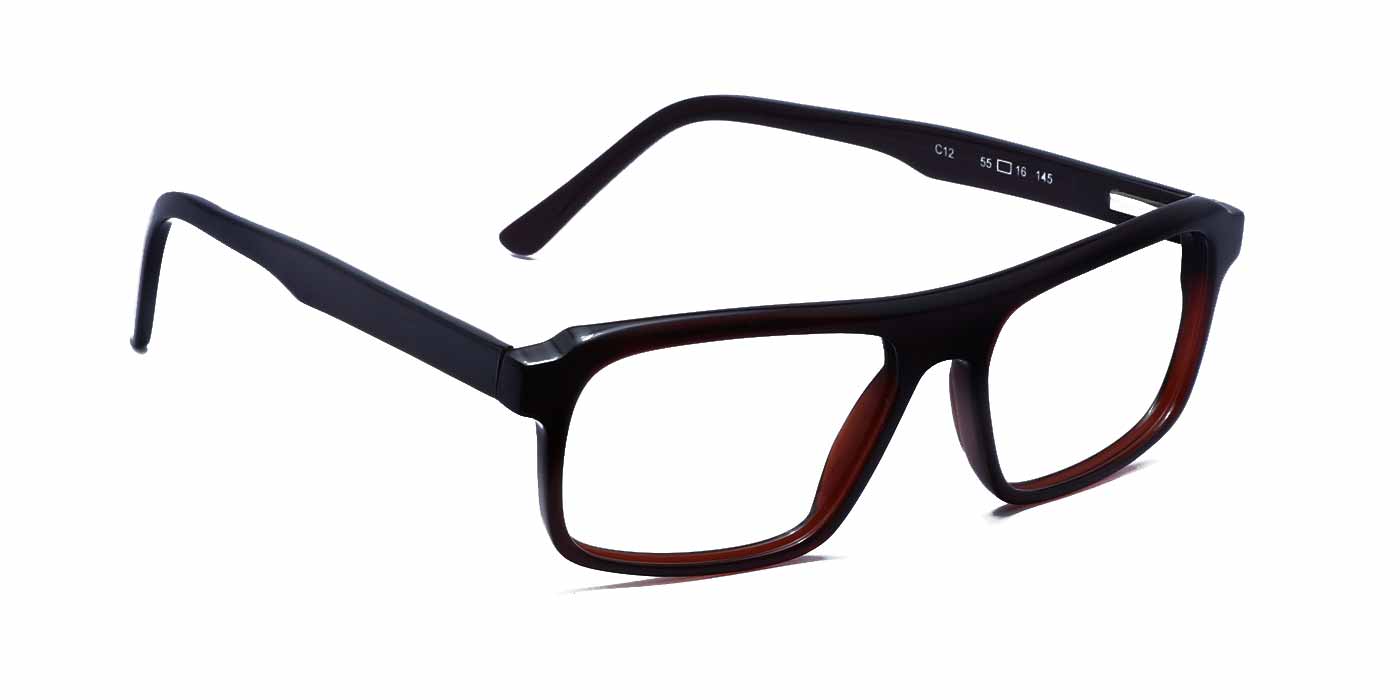 Brown Rectangle Full Frame Eyeglasses For Men & Women C12