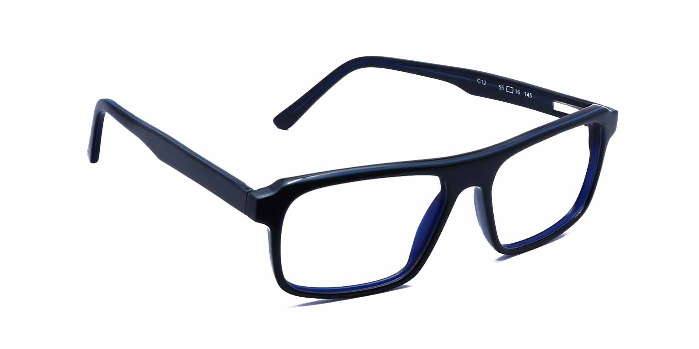 Blue Rectangle Full Frame Eyeglasses For Men & Women C12