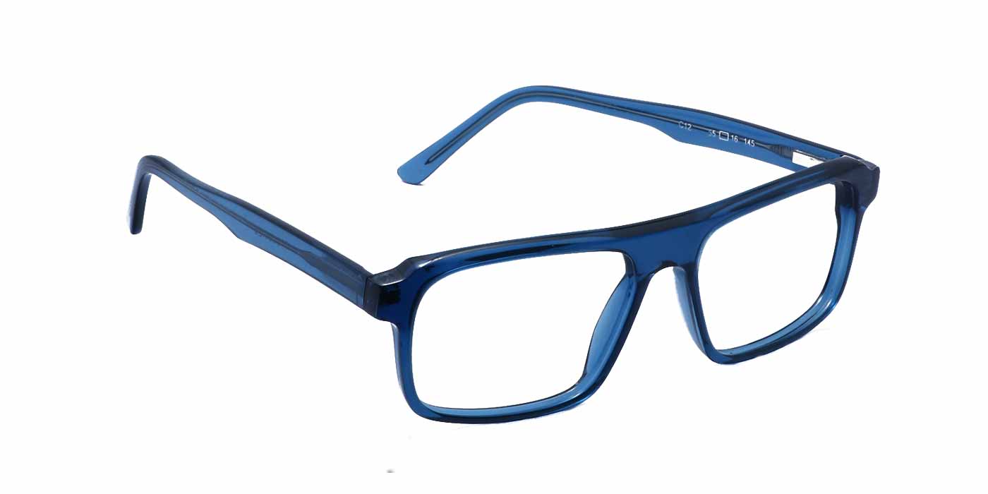 Blue Rectangle Full Frame Eyeglasses For Men & Women C12