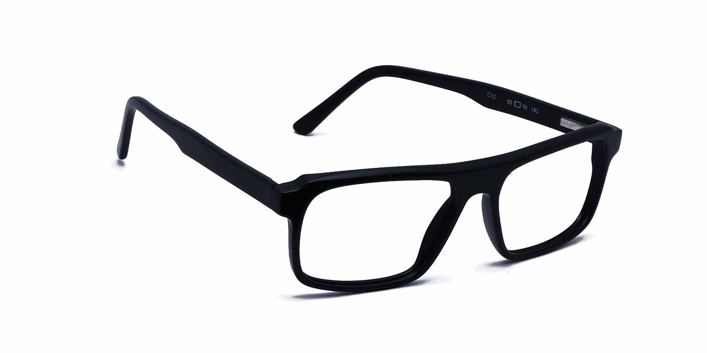 Black Rectangle Full Frame Eyeglasses For Men & Women C12