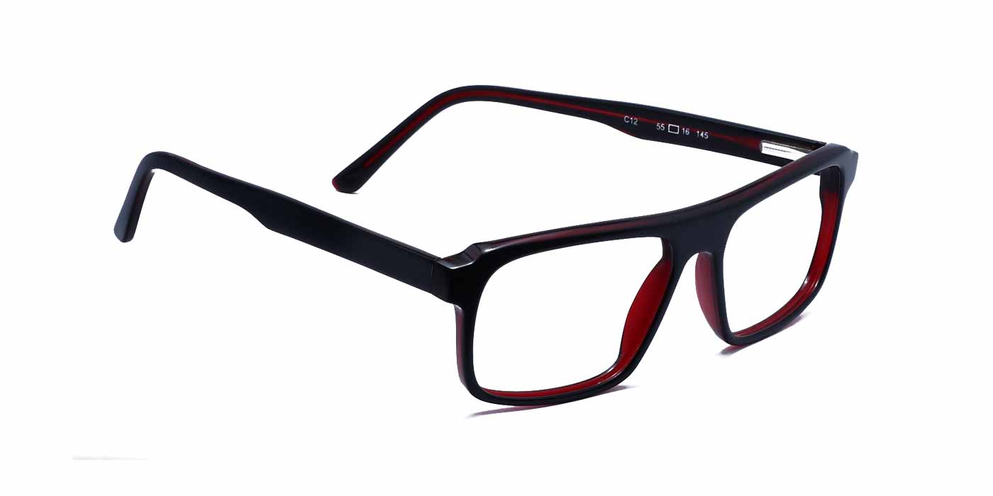 Red Rectangle Full Frame Eyeglasses For Men & Women C12