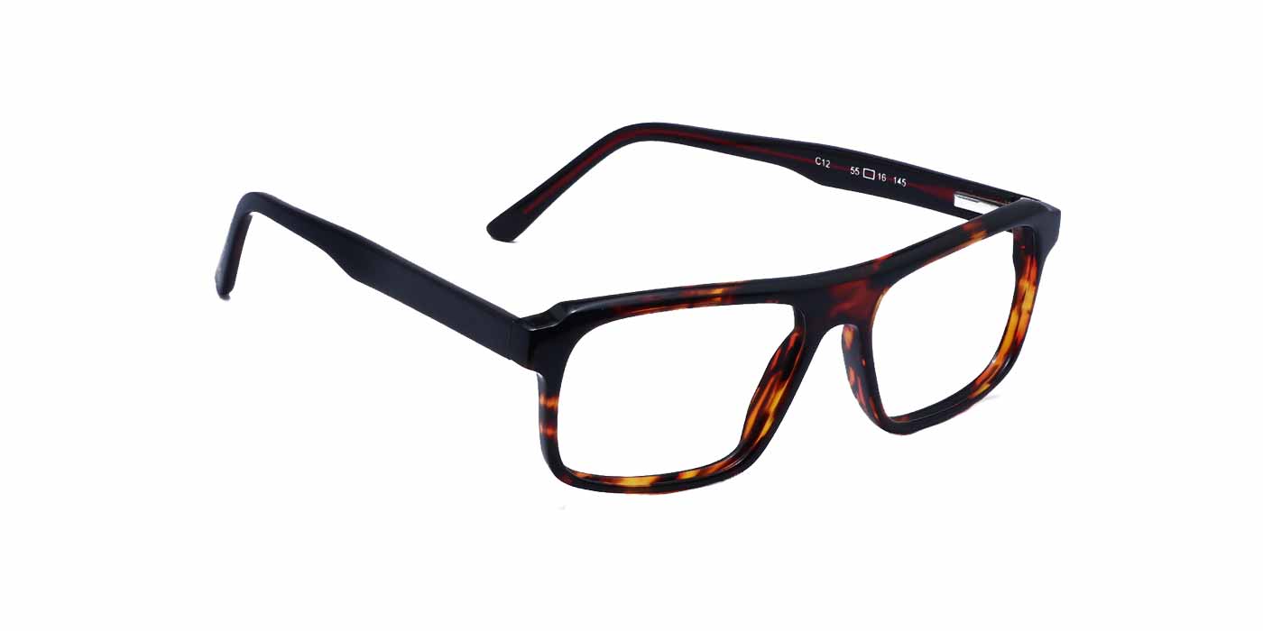 Brown Rectangle Full Frame Eyeglasses For Men & Women C12