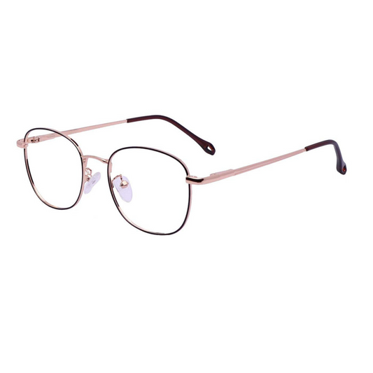 Zero Power Computer glasses: Golden Square Metal Full frame Eyeglasses For Men and Women - Specsview