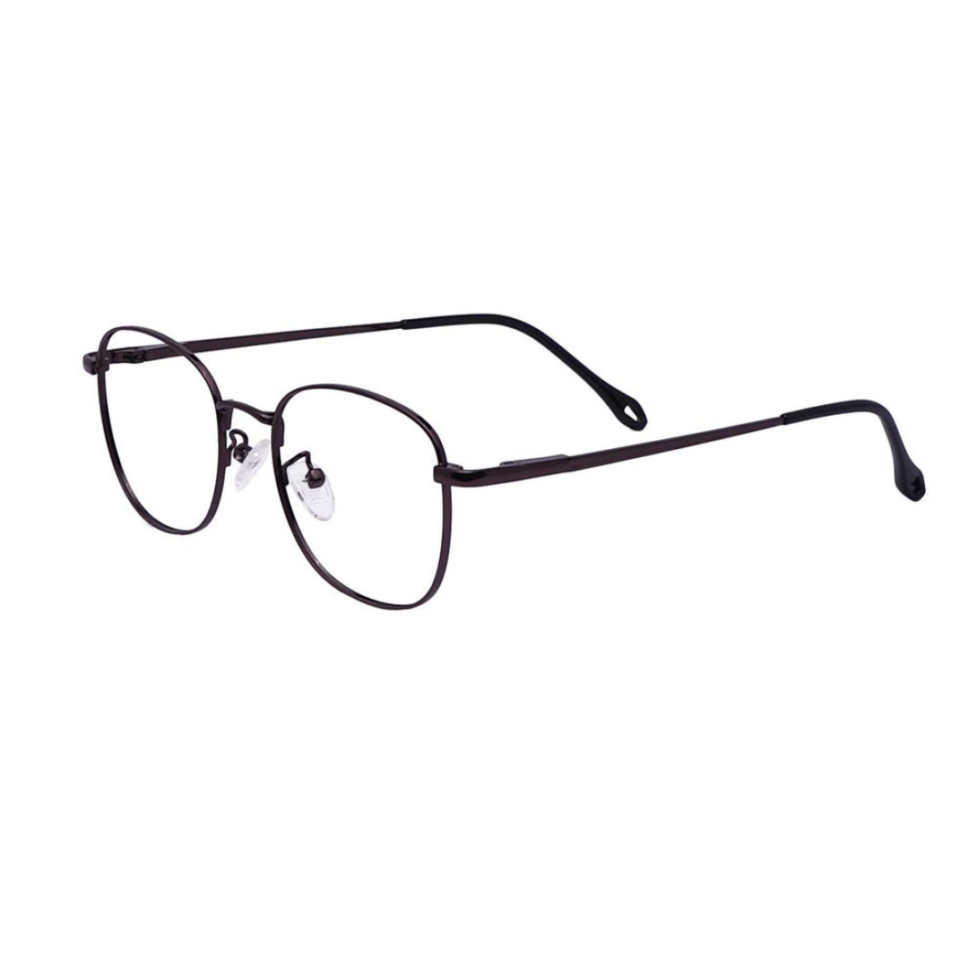 Zero Power Computer glasses: Gun Metal Square Metal Full frame Eyeglasses For Men and Women - Specsview