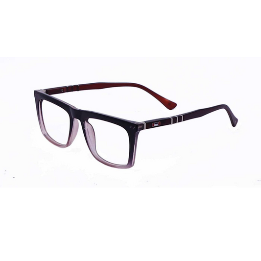 Zero Power Computer Glasses: Brown Gradient Rectangle Full Frame Eyeglasses For Men & Women - Specsview
