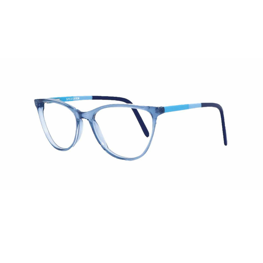 Zero Power Computer glasses: Blue Transparent Cateye Full Frame Eyeglasses For Women - Specsview