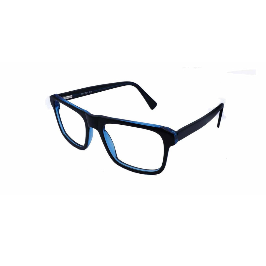 Zero Power Computer glasses: Blue Rectangle Full Frame Eyeglasses For Men - Specsview