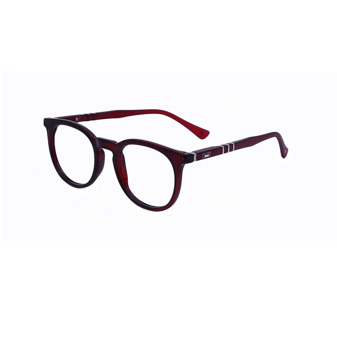 Zero Power Computer Glasses: Brown Round Full Frame Eyeglasses For Men & Women - Specsview