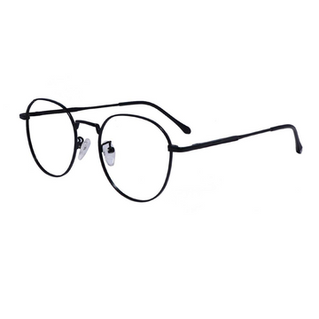 Zero Power Computer Glasses: Black Round Metal Full Frame Eyeglasses For Men & Women - Specsview