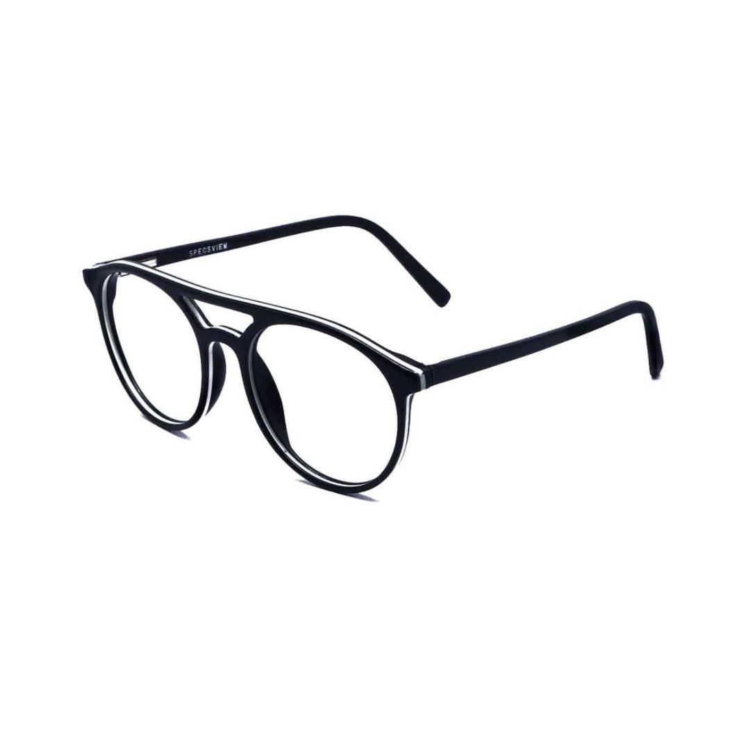 Zero Power Computer Glasses: Black Round Full Frame Acetate Eyeglasses For Men & Women - Specsview