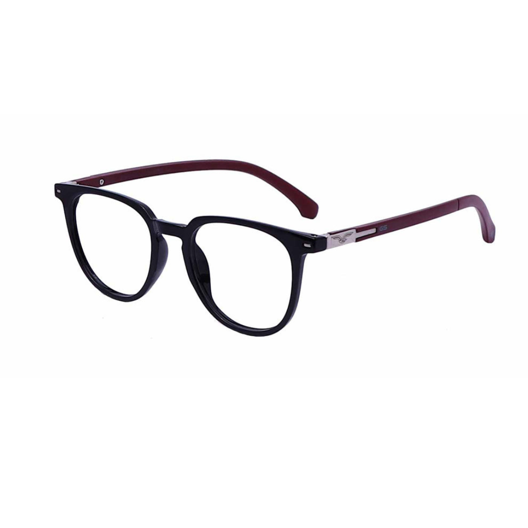 Zero Power Computer Glasses: Black Red Round Full Frame Eyeglasses For Men & Women - Specsview