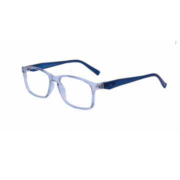 Zero Power Computer Glasses: Blue Transparent Rectangle Full Frame Eyeglasses For Men & Women - Specsview
