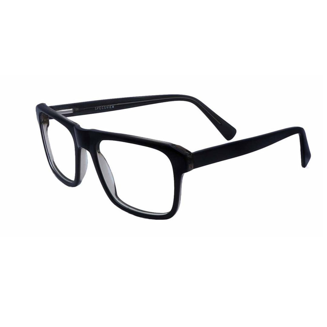 Zero Power Computer glasses: Black Grey Rectangle Full Frame Eyeglasses For Men - Specsview