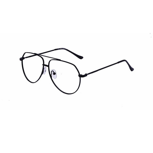 Zero Power Computer glasses: Black Aviator Metal Full frame Eyeglasses For Men and Women - Specsview