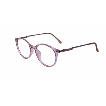 Zero Power Computer Glasses: Pink Round Full Frame Eyeglasses For Men & Women - Specsview
