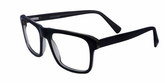 Zero Power Computer glasses: Black Grey Rectangle Full Frame For Men - Specsview