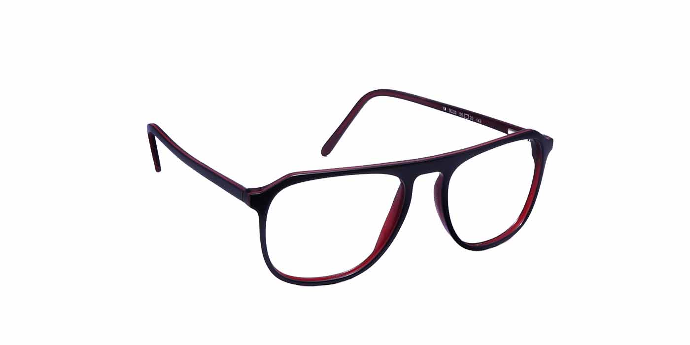 Black Red Trapezium Full Frame Eyeglasses For Men - Specsview