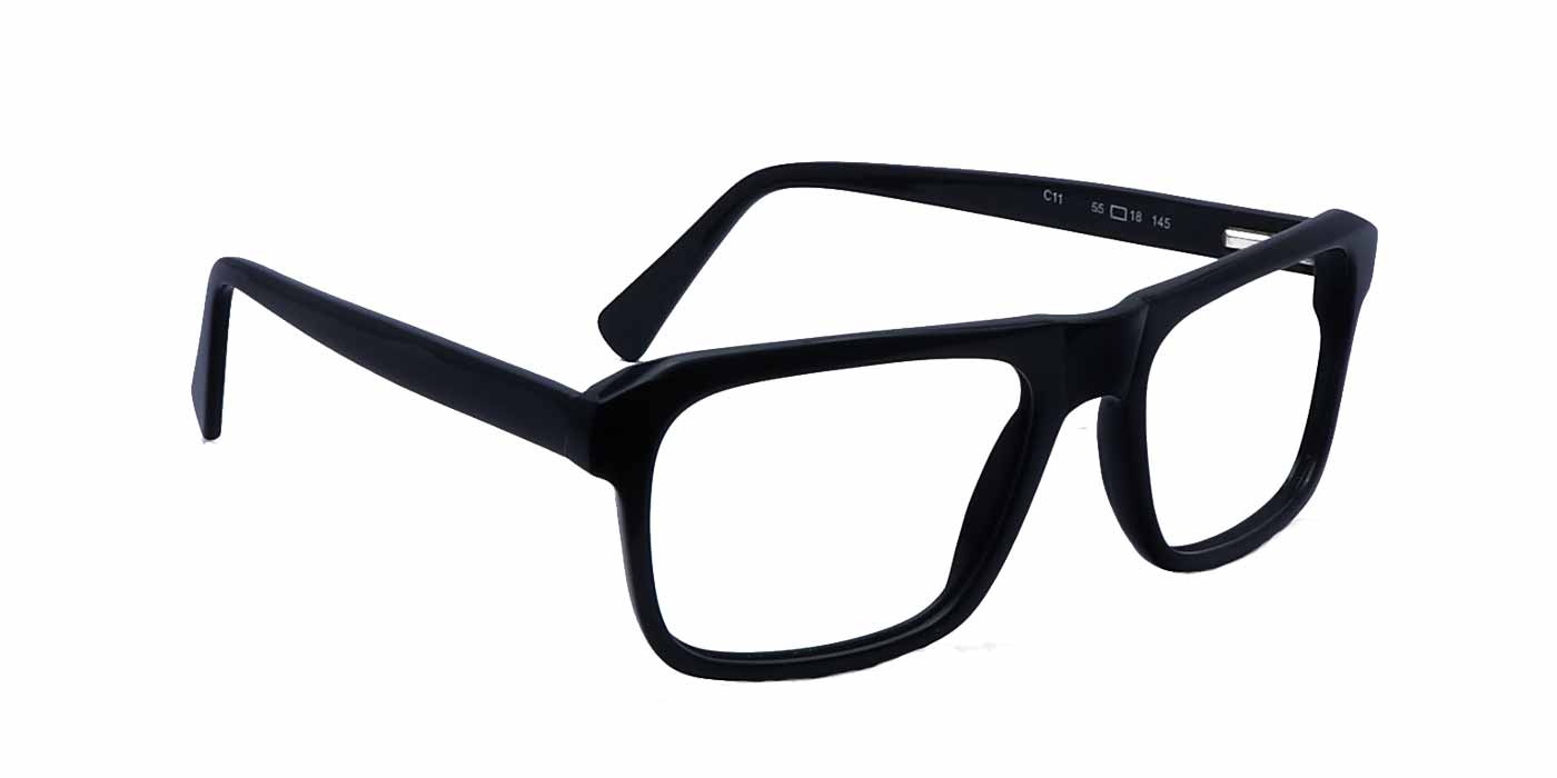 Black Rectangle Full Frame Eyeglasses For Men - Specsview