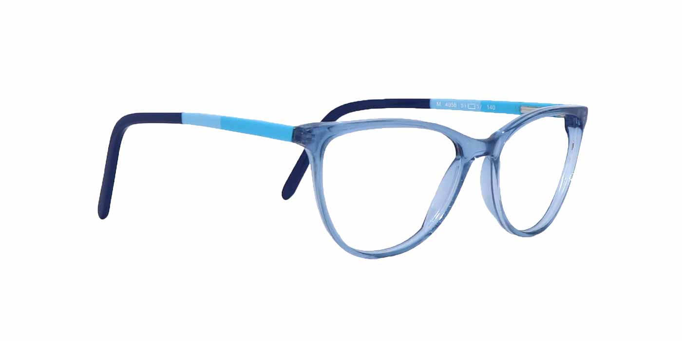 Zero Power Computer glasses: Blue Transparent Cateye Full Frame For Women - Specsview