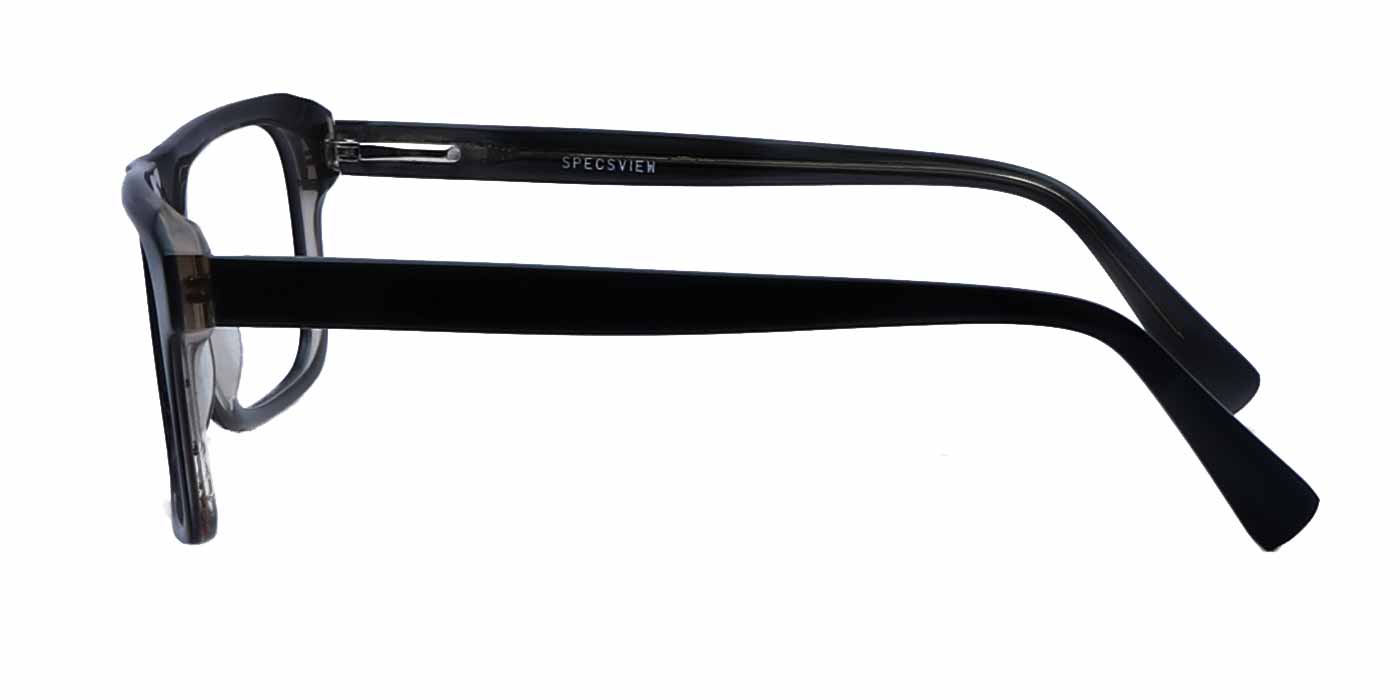 Zero Power Computer glasses: Black Grey Rectangle Full Frame For Men - Specsview
