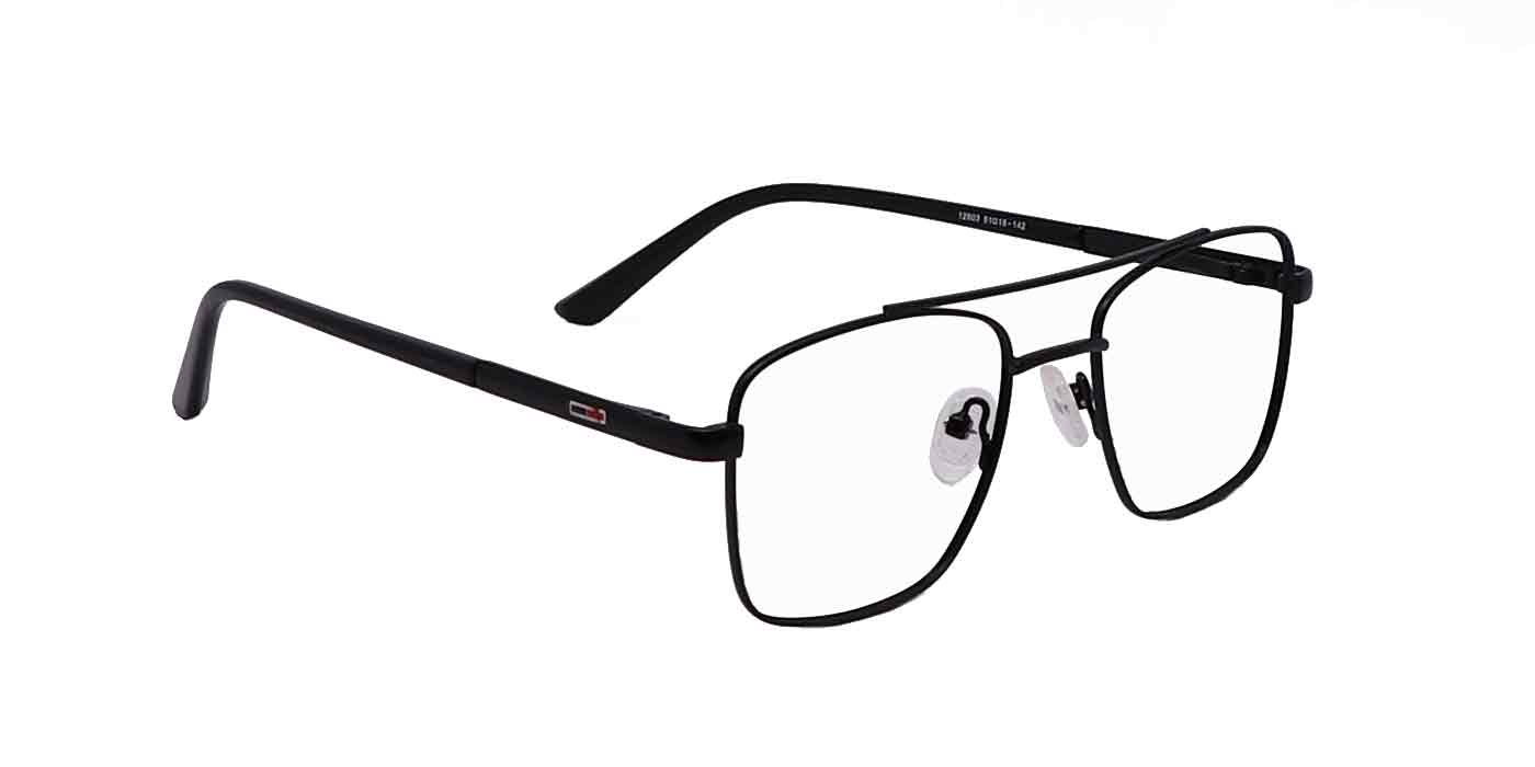 Zero Power Computer Glasses: Black Square Metal Full Frame For Men & Women - Specsview