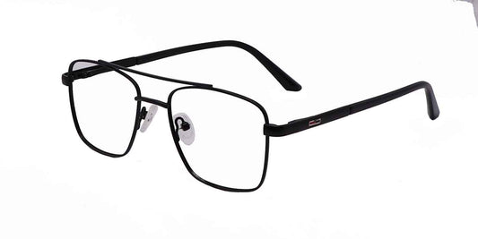 Zero Power Computer Glasses: Black Square Metal Full Frame For Men & Women - Specsview