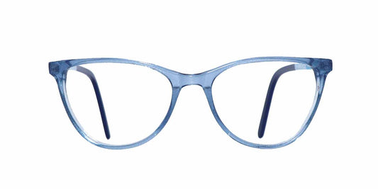Zero Power Computer glasses: Blue Transparent Cateye Full Frame For Women - Specsview