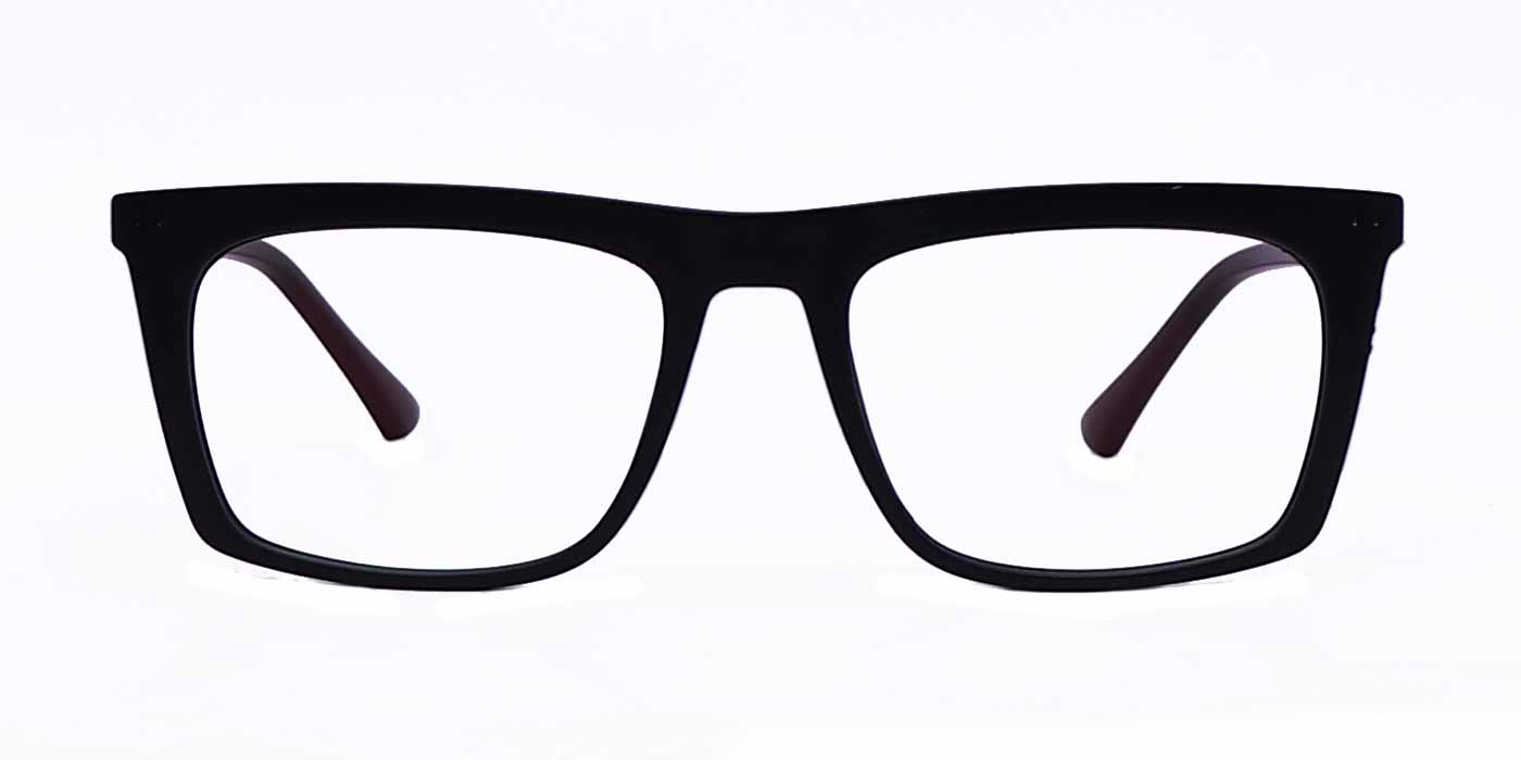 Black Red Rectangle Full Frame Eyeglasses For Men & Women - Specsview