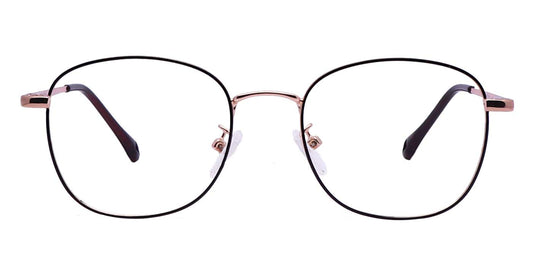 Zero Power Computer glasses: Golden Square Metal Full frame Eyeglasses For Men and Women - Specsview