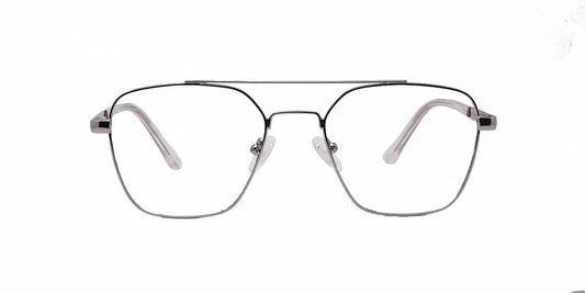 Zero Power Computer Glasses: Silver Square Metal Full Frame For Men & Women - Specsview