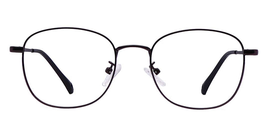 Zero Power Computer glasses: Brown Square Metal Full frame Eyeglasses For Men and Women - Specsview