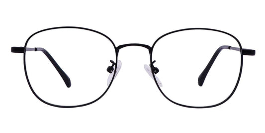 Zero Power Computer glasses: Black Square Metal Full frame Eyeglasses For Men and Women - Specsview