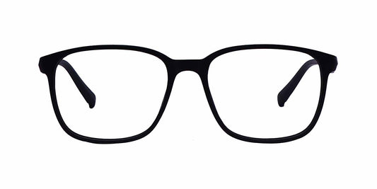 Zero Power Computer Glasses: Black Square Full Frame For Men & Women - Specsview