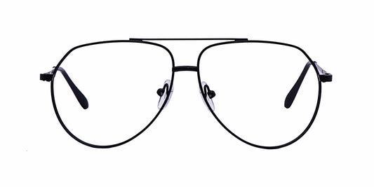 Zero Power Computer glasses: Black Aviator Metal Full frame Eyeglasses For Men and Women - Specsview