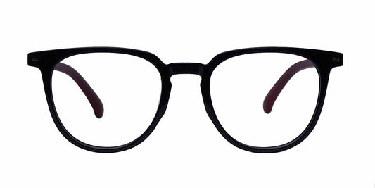 Zero Power Computer Glasses: Black Red Round Full Frame For Men & Women - Specsview