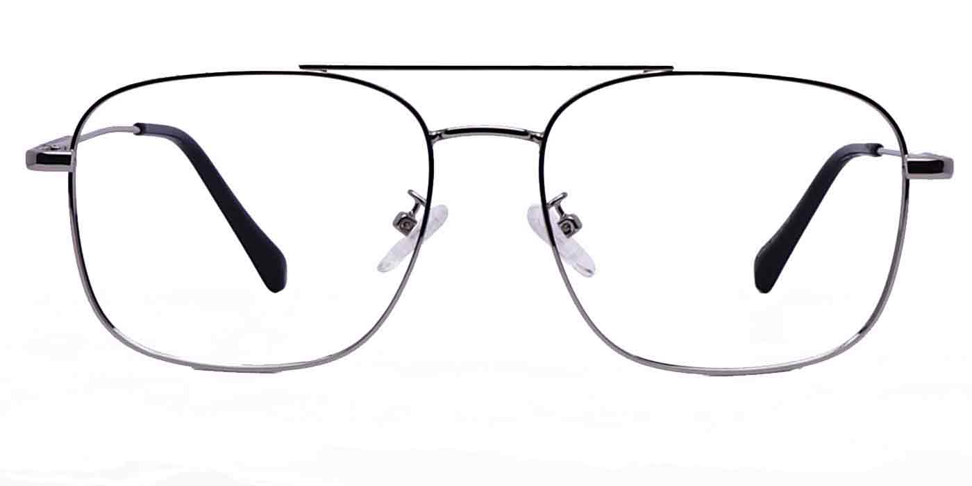 Silver Big Square Full Frame Eyeglasses For Men - Specsview