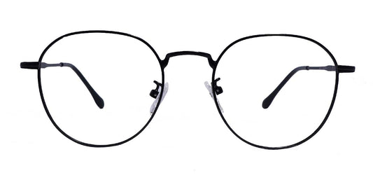 Zero Power Computer Glasses: Black Round Metal Full Frame For Men & Women - Specsview