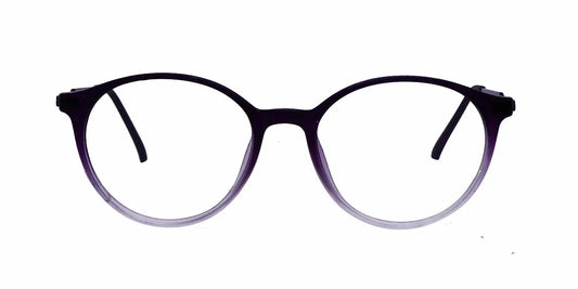 Zero Power Computer Glasses: Purple Round Full Frame Eyeglasses For Men & Women - Specsview