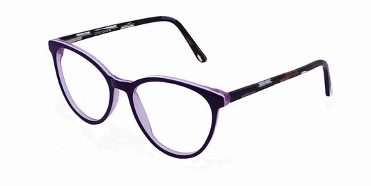 Zero Power Computer Glasses: Purple Round Full Frame Acetate Eyeglasses For Men & Women - Specsview