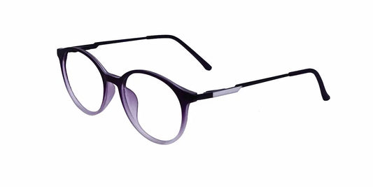 Zero Power Computer Glasses: Purple Round Full Frame Eyeglasses For Men & Women - Specsview