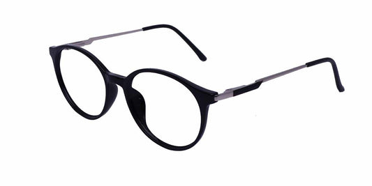 Zero Power Computer Glasses: Black Round Full Frame Eyeglasses For Men & Women - Specsview