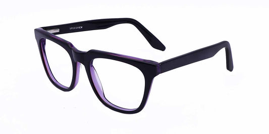 Zero Power Computer glasses: Black Purple Square Full Frame For Men and Women - Specsview