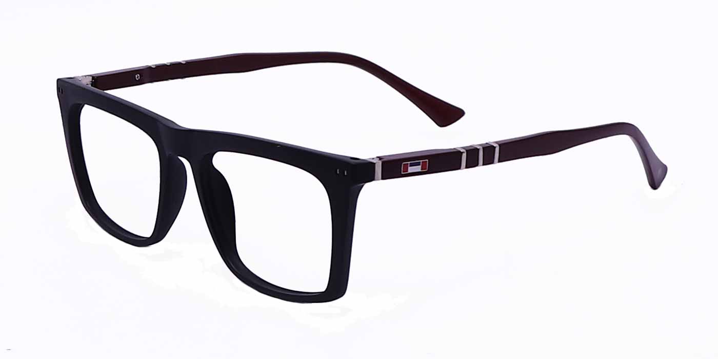 Black Red Rectangle Full Frame Eyeglasses For Men & Women - Specsview