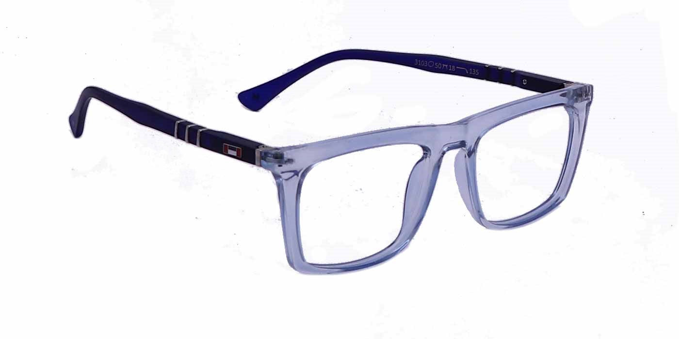 Blue Transparent Rectangle Full Frame Eyeglasses For Men & Women - Specsview